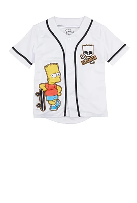 Boys The Simpsons El Barto 89 Baseball Jersey, White, Size 14-16