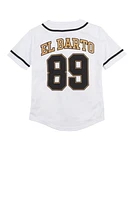 Boys The Simpsons El Barto 89 Baseball Jersey, White, Size 8