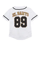 Boys The Simpsons El Barto 89 Baseball Jersey, White, Size 14-16