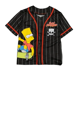 Boys Bart Simpson Graphic Baseball Jersey, Black, Size 18-20