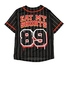 Boys Bart Simpson Graphic Baseball Jersey, Black, Size 18-20