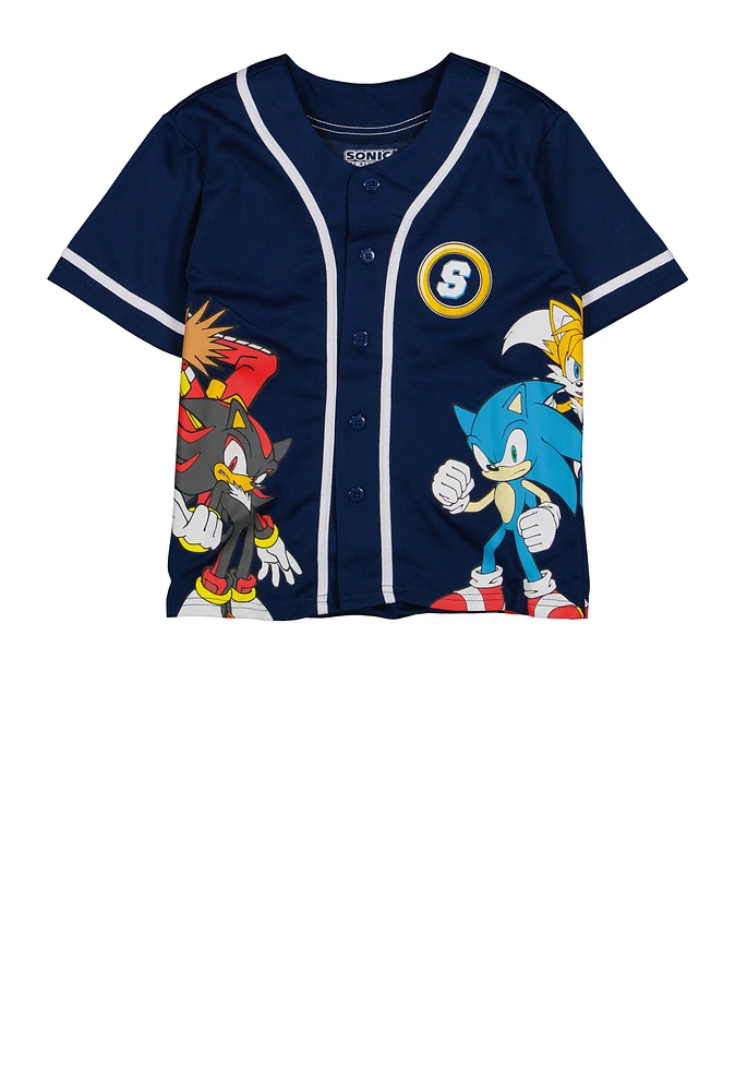 Boys Sonic Hedgehog Baseball Jersey, Blue, Size 10-12