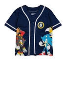 Boys Sonic Hedgehog Baseball Jersey, Blue, Size 10-12