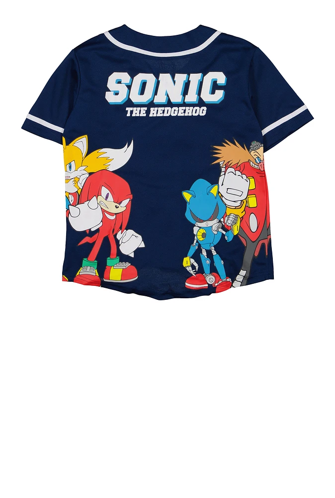Boys Sonic Hedgehog Baseball Jersey, Blue,