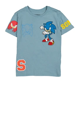 Boys Sonic Chenille Graphic Patch Tee, Blue, Size 14-16