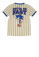 Boys Sonic The Hedgehog Striped Baseball Jersey, Beige, Size 14-16