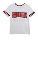 Boys Savage 02 Short Sleeve Football Jersey, White, Size 18