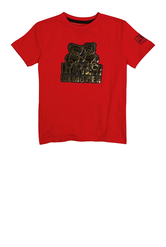 Boys Never Surrender Bear Graphic Tee, Red, Size 14-16