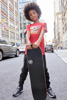 Boys King Of The World Tee, Red, Size 14-16