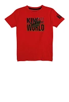 Boys King Of The World Tee, Red, Size 14-16