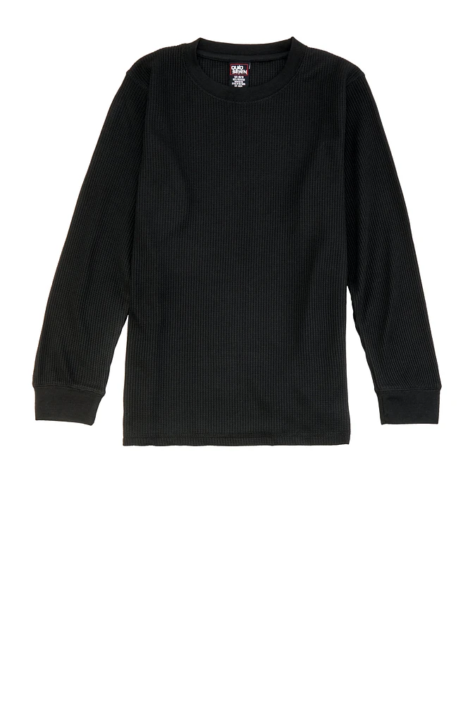 Boys Long Sleeve Thermal Top, Black, Size 16-18