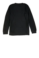 Boys Long Sleeve Thermal Top, Black, Size 16-18