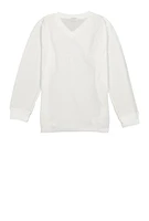 Boys Thermal V Neck Top, White, Size 8-10