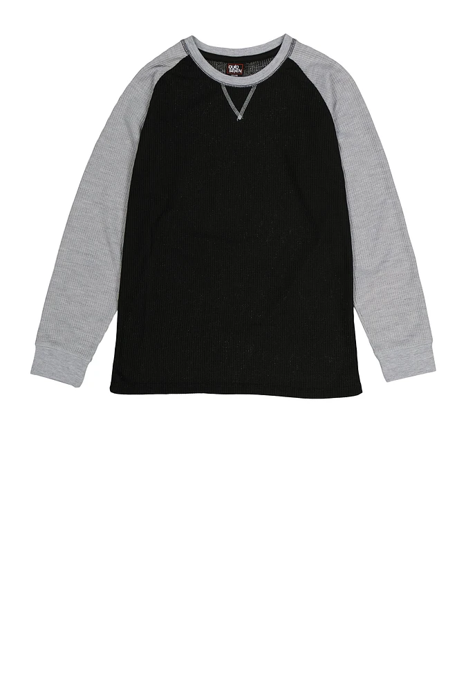 Boys Thermal Raglan Top, Black, Size 16-18