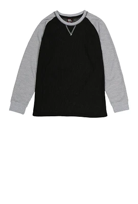 Boys Thermal Raglan Top, Black, Size 16-18