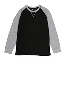 Boys Thermal Raglan Top, Black, Size 16-18