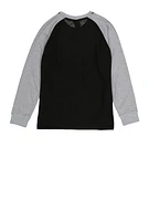 Boys Thermal Raglan Top, Black, Size 16-18