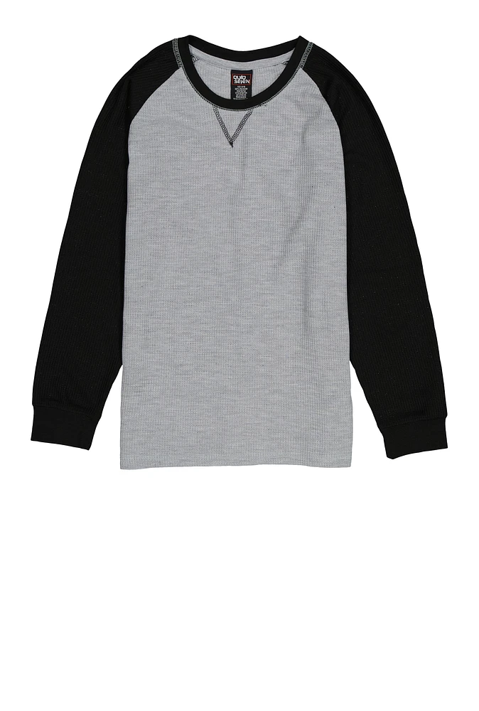 Boys Thermal Raglan Top, Grey,