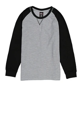 Boys Thermal Raglan Top, Grey,