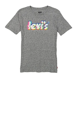 Little Boys Levis Marled Short Sleeve Graphic Tee, Grey,