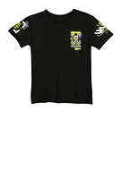 Boys Good Vibes Only Bear Graphic Top, Black, Size S