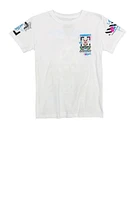 Boys Good Vibes Only Bear Graphic T Shirt, White, Size S