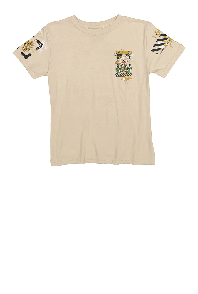 Boys Good Vibes Only Graphic Tee, Beige, Size S