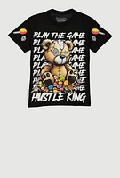 Boys Play The Game Hustle King Bear Tee, Black, Size XL