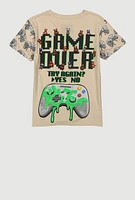 Boys Game Over Try Again Tee, Beige, Size XL