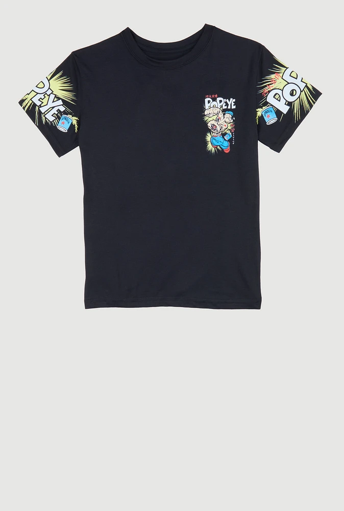 Boys Popeye Savage Graphic Tee, Black, Size L