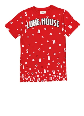 Boys Luxe House Graphic Tee, Red, Size 8