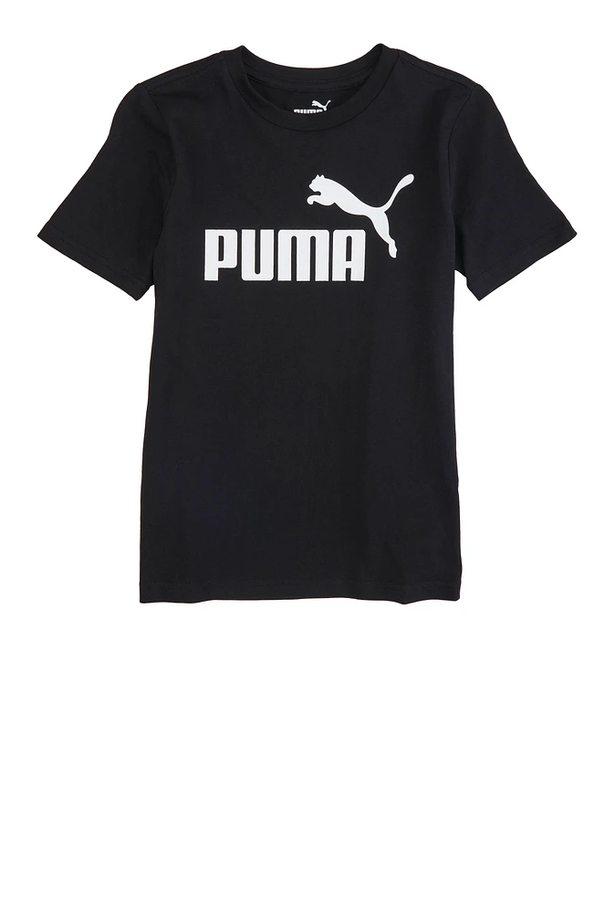 Boys Puma Short Sleeve T Shirt, Black, Size 8