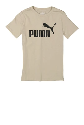 Boys Puma Graphic Tee, Beige, Size 18-20