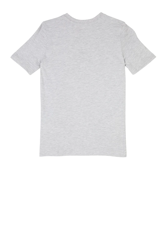 Boys Puma Logo Marled Crew Neck Tee, Grey, Size 10-12