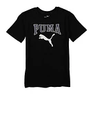 Boys Puma Logo Tee, Black, Size XL