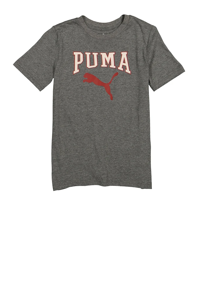 Boys Puma Marled Graphic Tee, Grey, Size S