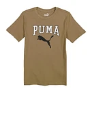 Boys Puma Logo Crew Neck T Shirt, Beige, Size M