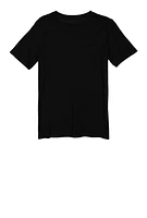 Boys Puma Graphic Trim Crew Neck T Shirt, Black, Size M
