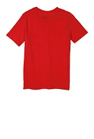 Boys Puma Contrast Stripe Crew Neck Tee, Red,