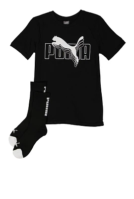 Boys Puma Tee with Socks, Black,