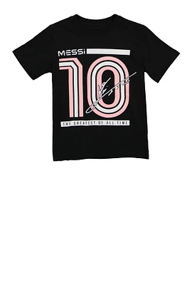 Boys Messi Signature Graphic Tee, Black, Size 10-12