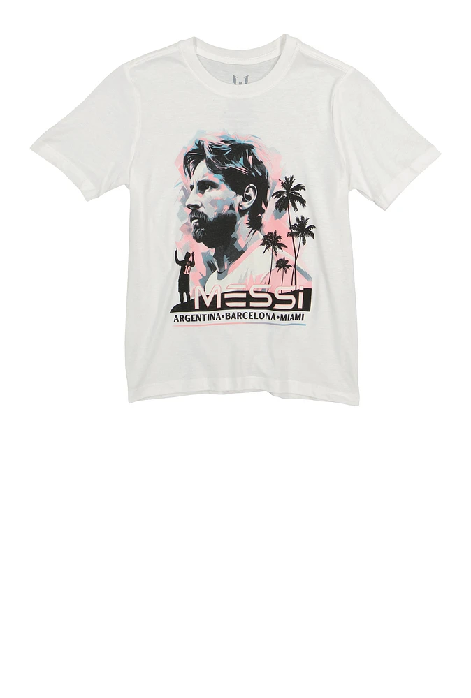 Boys Messi Graphic Tee, White, Size 14-16