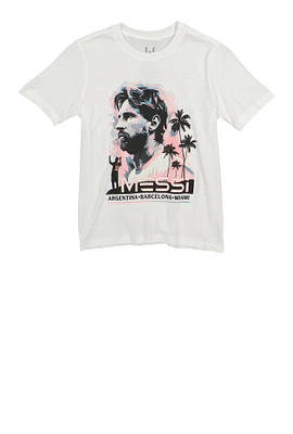 Boys Messi Graphic Tee, White, Size 10-12