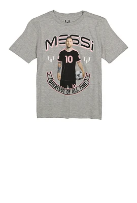 Boys Messi Greatest Of All Time Tee, Grey, Size 10-12