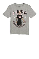 Boys Messi Greatest Of All Time Tee, Grey, Size 10-12