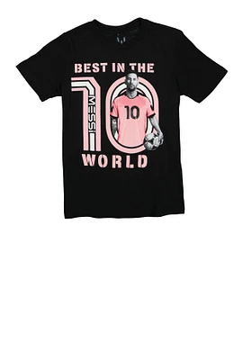 Boys 10 Messi Best In The World Tee, Black, Size 18
