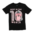Boys 10 Messi Best In The World Tee, Black, Size 18