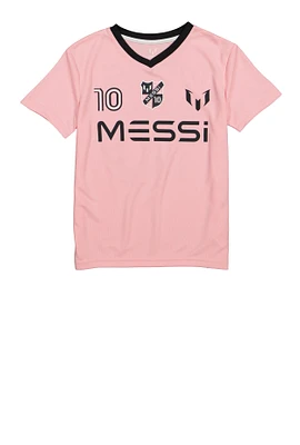 Boys Messi V Neck Soccer Jersey, Pink, Size 14-16