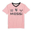 Boys Messi V Neck Soccer Jersey, Pink, Size 18