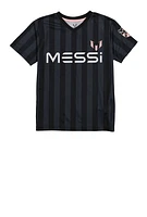 Boys Messi 10 Shadow Striped Jersey, Black, Size 10-12